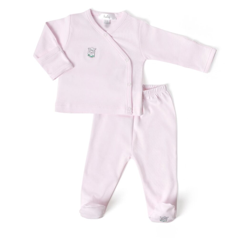 Classic Baby Girls Pima Cotton Kimono Top Footie Pants Outfit Set Pink NWT